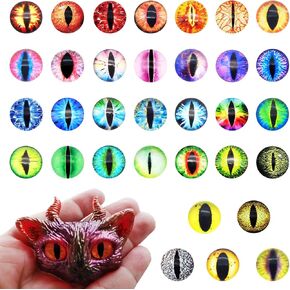100PCS 6MM Mixed Color Vertical Pupil Dragon Eyes Glass Cabochons for Clay Animal, Doll Making, Sculptures, Props, Jewelry Pendant, DIY Crafts Fantasy Art