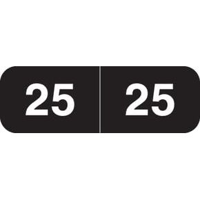 2025 Mini Year Labels, Doctor Stuff 2025 Chart Stickers, Black Color Coded, Ames Small Style, USA Made Year Stickers for End Tab File Folders, 500/Roll, 1 Roll, 1/2" x 1-1/2"