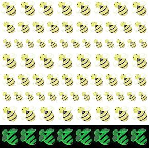 50PCS Bumble Bee Decor, Luminous Honey Bees for Crafts, Mini Resin Bees for Embellishments and Bee Decorations for Party