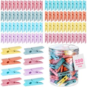 200 Pcs Wooden Clothes Pins 1.4 Inch Multi-Purpose Colorful Mini Clothespins for Photos, Hanging Clothes, Crafts, Pictures, Arts Projects Photo Supplies(Pastel)