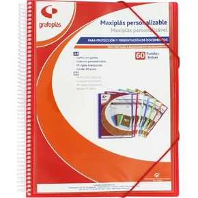 39846051 Maxiplas Personalised Spiral Folder, 60 Covers, Red, 30.8 x 24 x 22