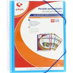 39844030 Maxiplas Personalised Spiral Binder, 40 Covers, Blue, 31 x 24 x 20 cm