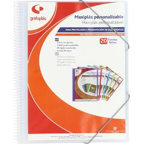 39842000 Custom Maxiplas Spiral Binder, 20 Transparent Covers, Multi-Colour, 30.8 x 24 x 14