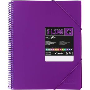 39825235 Spiral Cover Folder, 50 Transparent Covers, Purple, A4, Rigid Opaque Polypropylene Covers, Maxiplas Like