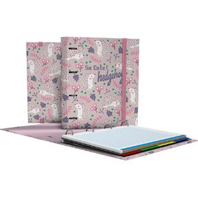 88102636 A4 Folder with Die-Cut Rings, A4, Refill Sheets, 5 x 5, Dividers, Transparent Envelope, Curved Spine, Carpebook, Elena Corredoira Collection, Hedgehog