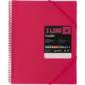 39826254 – 60 Transparent Spiral Covers, Pink Fuchsia, A4, Opaque Rigid Polypropylene Caps, Maxiplas Like