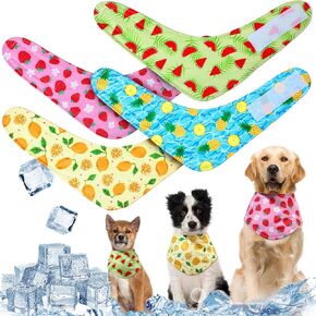 Reginary 4 Pack Dog Ice Bandanas Summer Instant Cooling Bandanas for Dog Neck Wraps Hawaiian Fruit Breathable Cooling Scarf for Pet Summer Hunting Training Hiking Camping Outdoor Activities(L)