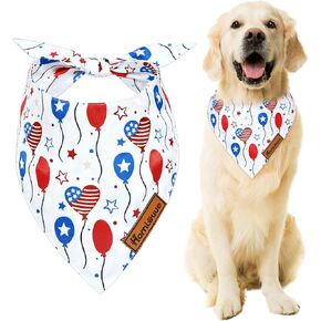 Homlouue 2PCS Amercian Flag Dog Bandanas X-Large, Summer Dog Bandanas for 4th of July Memorial Day Independence Day, Premium Durable Reversible Patriotic Pet Scarf for Large and Extra Large Dogs