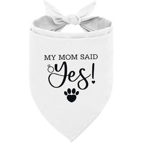 My Mom Said Yes Dog Bandana - Baby Blue, Wedding, Engagement, Pet Triangle Scarf for Small Medium Large Dogs - Gift for Dog Lover (E43)