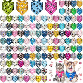 120 pcs paw dog bandanas bulk bone bandanas pet triangle وشاح قابلة للتعديل العطلة الأزياء العنق