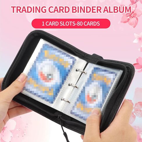 Small 1 Pocket Card Binder for Cards,Mini Trading Card Binder Holder Fits 80 Cards with 40 Removable Sleeves,Card Collection Binder Album Book Case for TCG,MTG,Sports Games (Sakura Cat) in Kuwait