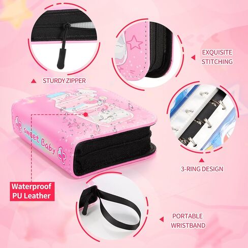 رابط بطاقة صغير 1 جيب للبطاقات ، وصاحب Mini Trading Card Binder يناسب 80 بطاقة مع 40 من الأكمام القابلة للإزالة ، و Card Binder Album Case لـ TCG ، MTG ، الألعاب الرياضية (Sakura Cat) in Kuwait