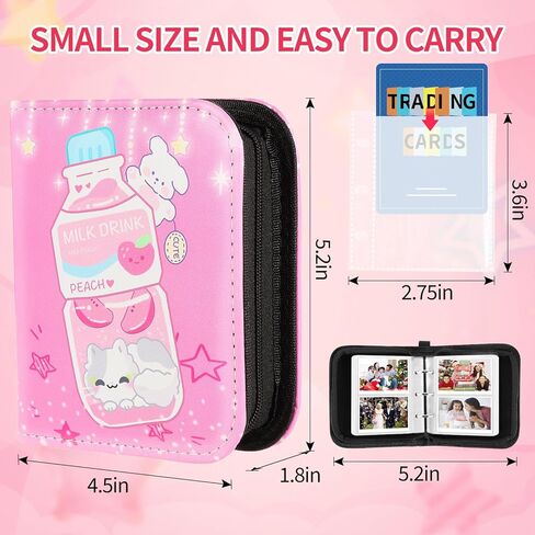 رابط بطاقة صغير 1 جيب للبطاقات ، وصاحب Mini Trading Card Binder يناسب 80 بطاقة مع 40 من الأكمام القابلة للإزالة ، و Card Binder Album Case لـ TCG ، MTG ، الألعاب الرياضية (Sakura Cat) in Kuwait