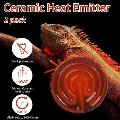 Reptile Heat Lamp 100W Combo Pack, Day and Night Basking Spot Bulb for Amphibian Includes Black Heat Lamp UVA Daylight Heating Light in Saudi Arabia
