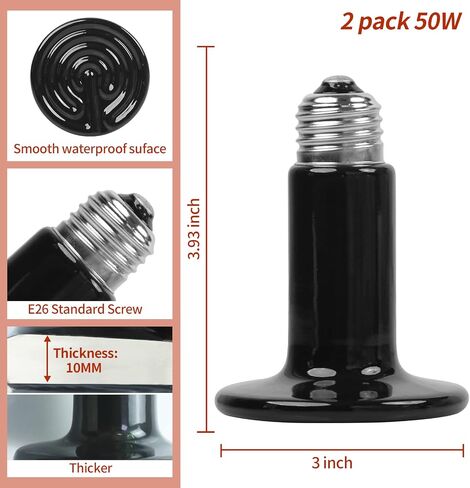 Reptile Heat Lamp 100W Combo Pack, Day and Night Basking Spot Bulb for Amphibian Includes Black Heat Lamp UVA Daylight Heating Light in Saudi Arabia