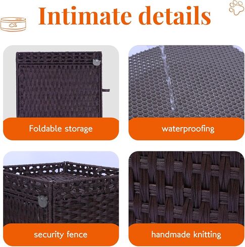 قطة القمامة مربع العلبة الأثاث الخزانة الخفية - Rattan Pet House يدويًا مع حصيرة قابلة للإزالة - تصميم كبير قابل للطي للخصوصية - غرفة المعيشة ، غرفة نوم ، شرفة طبيعية in Kuwait