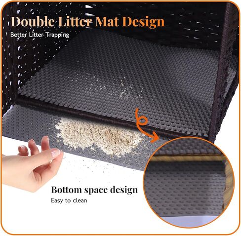 قطة القمامة مربع العلبة الأثاث الخزانة الخفية - Rattan Pet House يدويًا مع حصيرة قابلة للإزالة - تصميم كبير قابل للطي للخصوصية - غرفة المعيشة ، غرفة نوم ، شرفة طبيعية in Kuwait