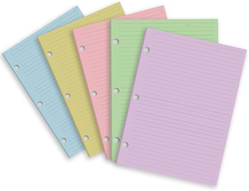 A5 Filler Paper, 6 Hole Colorful Refills Lined Paper for 6 Ring Refillable Binder, 110 Gsm 5-Color Loose Leaf Planner Refill Paper, 100 Sheets/200 Pages, 5.7 x 8.3 Inch in Saudi Arabia