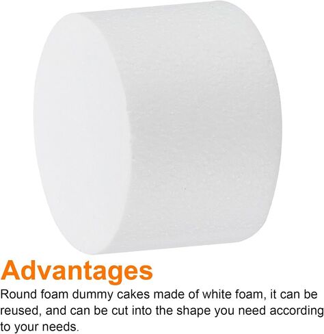 MECCANIXITY Round Foam Cake Dummy 4 Inch x 4 Inch Circle Dummy Cake Set for Wedding Cakes, Birthday Cakes, Crafts, and Window Displays in Kuwait