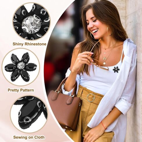uxcell 6Pcs Handmade Flower Beaded Patches, Glass Crystal Appliques Embroidery Sewing Beaded Flower Applique Patch for Dress Bags Headband Decor, Blue/Clear in Kuwait