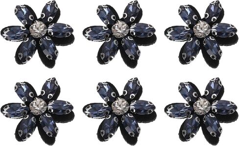 uxcell 6Pcs Handmade Flower Beaded Patches, Glass Crystal Appliques Embroidery Sewing Beaded Flower Applique Patch for Dress Bags Headband Decor, Blue/Clear in Kuwait