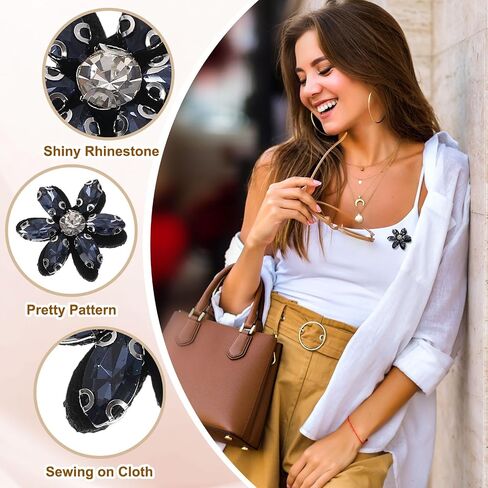 uxcell 6Pcs Handmade Flower Beaded Patches, Glass Crystal Appliques Embroidery Sewing Beaded Flower Applique Patch for Dress Bags Headband Decor, Blue/Clear in Kuwait