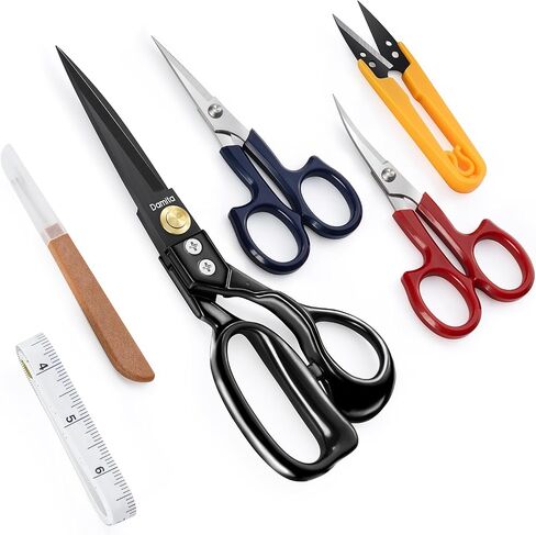 9 inch Sewing Scissors Sharp Leather Scissor for Fabric Cutting Dressmaking Shears with Ergonomic Handle (Comes with 5 accessories) in Saudi Arabia