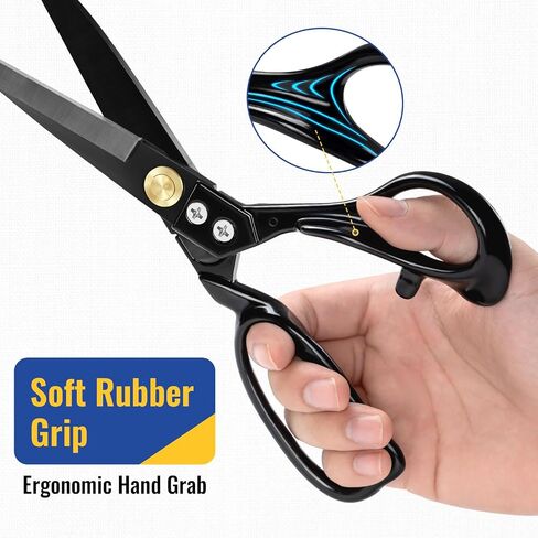 9 inch Sewing Scissors Sharp Leather Scissor for Fabric Cutting Dressmaking Shears with Ergonomic Handle (Comes with 5 accessories) in Saudi Arabia
