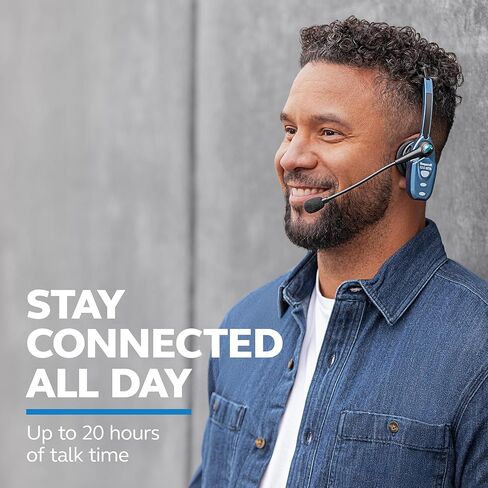 BlueParrott B250-XTS Mono Bluetooth Wireless Headphones 91% Noise Canceling Over Head Trucker Headset with Mic, Lightweight Design with Adjustable Headband, 20 hrs. Talk Time, Blue (Renewed) in Saudi Arabia