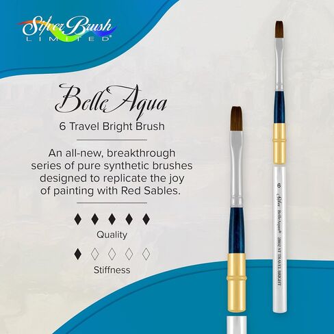 Silver Brush Limited 2802st-8 Beleaqua مقبض قصير فرشاة سفر ساطع مع شعيرات اصطناعية حمراء ناعمة ، وفرشاة ألوان مائية فنان محترفة ، وأيضًا للاكريليك ، والغواش ، والأحبار ، والأصباغ ، والحجم 8 in Saudi Arabia