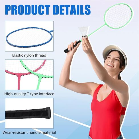 10 Packs Badminton Rackets Set with 15 Badminton Shuttlecocks Birdies Badminton Racquets for Adult and Lightweight Teenagers Badminton Set for Backyard Gym Beach Outdoor Games, 5 Colors in Saudi Arabia