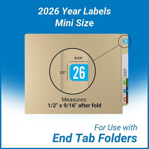 ملصقات Mini 2026 Year ، ملصقات Doctor Stuff 2026 ، ملصقات بالألوان الأزرق الفاتح ، علامة تبويب 1287 ، ملصقات السنة التي صنعت لمجلدات ملفات تبويب النهاية ، 500 ملصقات/لفة في صندوق موزع ، 1/2 "× 1-1/8" in Kuwait