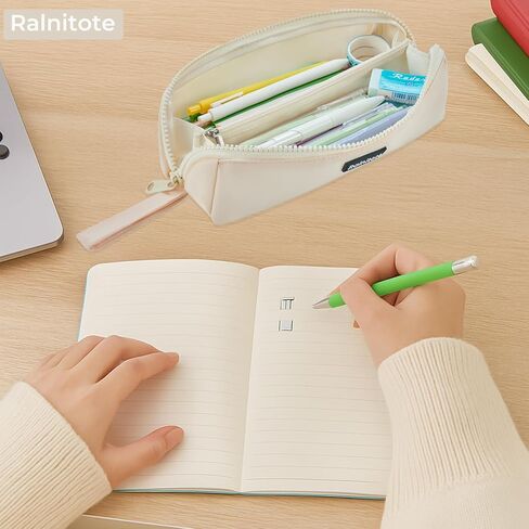 حقيبة قلم رصاص صغيرة مع تصميم مفتوح 180 درجة ، حالة قلم رصاص نحيف للفتيات والفتيان ، حقيبة قلم جمالية ولطيفة للمدرسة أو المكتب أو المكياج أو الإكسسوارات التقنية ذات الأسود in Kuwait