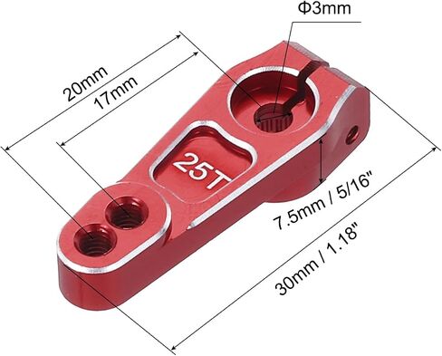 MECCANIXITY 3 Pcs Aluminum Servo Horn 25T Universal Steering Arm 30mm Length Black Suitable for DIY RC Car/Boat/Airplanes Boat Model Accessories with Screws in Kuwait