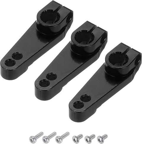MECCANIXITY 3 Pcs Aluminum Servo Horn 25T Universal Steering Arm 30mm Length Black Suitable for DIY RC Car/Boat/Airplanes Boat Model Accessories with Screws in Kuwait