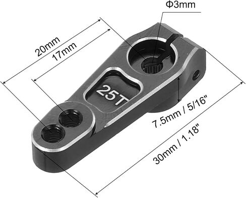 MECCANIXITY 3 Pcs Aluminum Servo Horn 25T Universal Steering Arm 30mm Length Black Suitable for DIY RC Car/Boat/Airplanes Boat Model Accessories with Screws in Kuwait