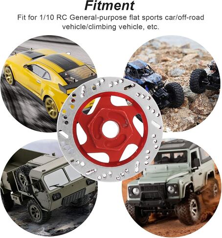 RC Brake Disc, 4pcs Aluminum Alloy CNC Simulated Brake Disc Accessories Universal, Fit for 1:10 RC Car (Red) in Saudi Arabia