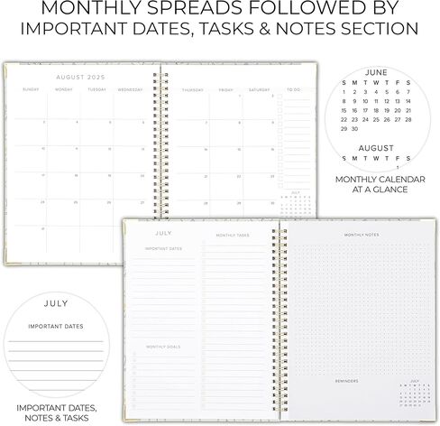Beautiful 2025-2026 Monthly Planner and Calendar Book - To Do List Notebook That Easily Organizes Your Tasks to Boost Productivity - Runs From June 2025 Until December 2026 in Kuwait