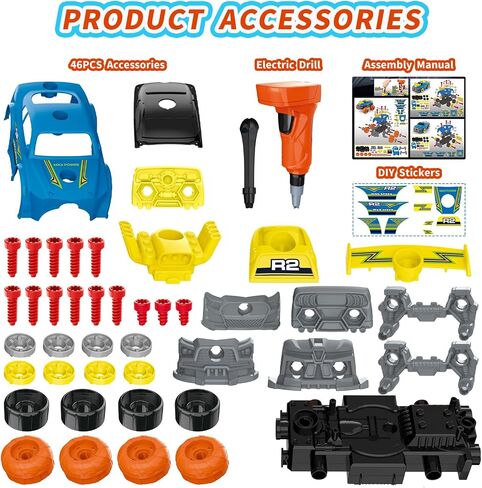 Pup Go 3-in-1 ، قم بتفكيك السيارة للأولاد الذين يعانون من الحفر الكهربائية ، وشاحنة البناء 43pcs ، وبناء سيارتك الخاصة مع أدوات اللعب ، والذنب المثالية للأطفال الذين تتراوح أعمارهم بين 3 4 5 6 7 سنوات أسود in Kuwait