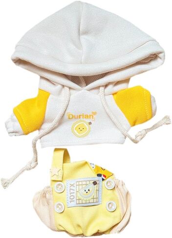 niannyyhouse 20cm Plush Doll Clothes Fruit Pattern Hoodies Overalls 8in Soft Stuffed Doll Dressup (Yellow-2) in Saudi Arabia