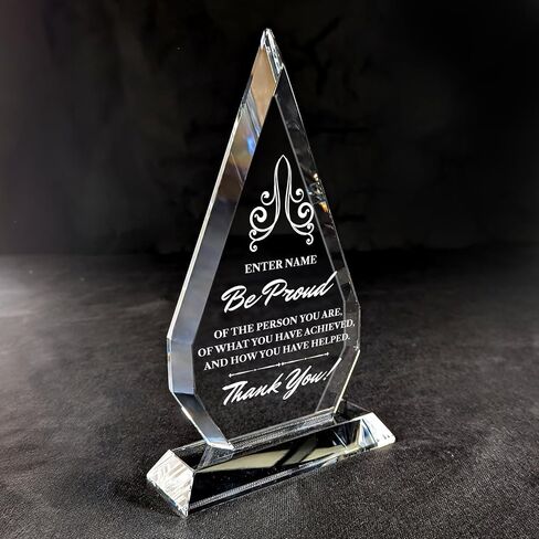 Personalized Engraved Thank You Award - Laser Engraved Design - Thank You - Add Your Own Text - Includes Gift Box - Thank You Award (Oval Facet Crystal) in Kuwait