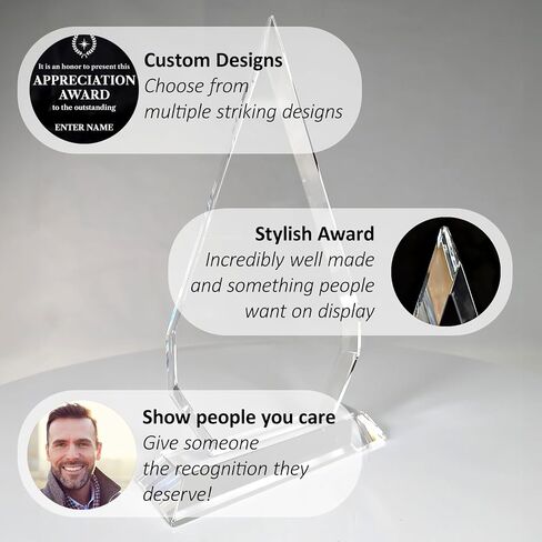 Personalized Engraved Thank You Award - Laser Engraved Design - Thank You - Add Your Own Text - Includes Gift Box - Thank You Award (Oval Facet Crystal) in Kuwait
