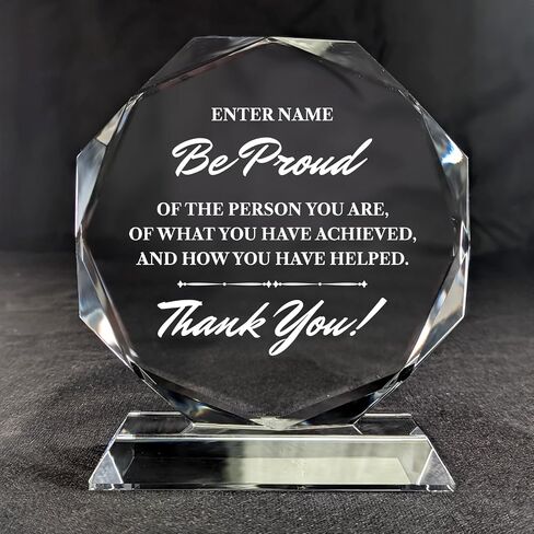 Personalized Engraved Thank You Award - Laser Engraved Design - Thank You - Add Your Own Text - Includes Gift Box - Thank You Award (Oval Facet Crystal) in Kuwait