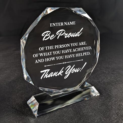 Personalized Engraved Thank You Award - Laser Engraved Design - Thank You - Add Your Own Text - Includes Gift Box - Thank You Award (Oval Facet Crystal) in Kuwait