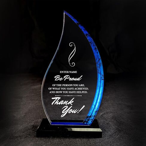 Personalized Engraved Thank You Award - Laser Engraved Design - Thank You - Add Your Own Text - Includes Gift Box - Thank You Award (Oval Facet Crystal) in Kuwait