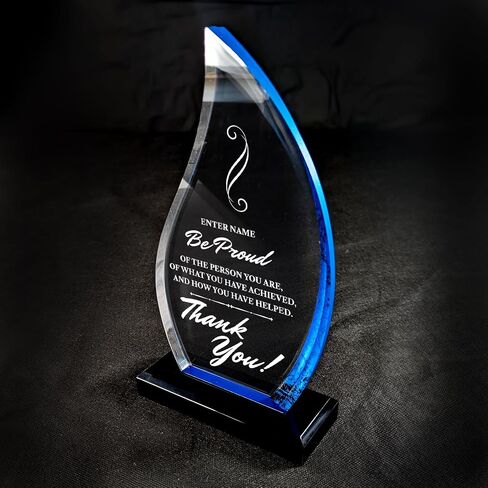 Personalized Engraved Thank You Award - Laser Engraved Design - Thank You - Add Your Own Text - Includes Gift Box - Thank You Award (Oval Facet Crystal) in Kuwait