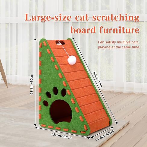 Cat Scratcher, Triangle Felt Cat Scratcher(Cat House), Vertical Integrated 3 in 1 Ramp Vertical Felt Cat Board(Brown Gray) in Saudi Arabia