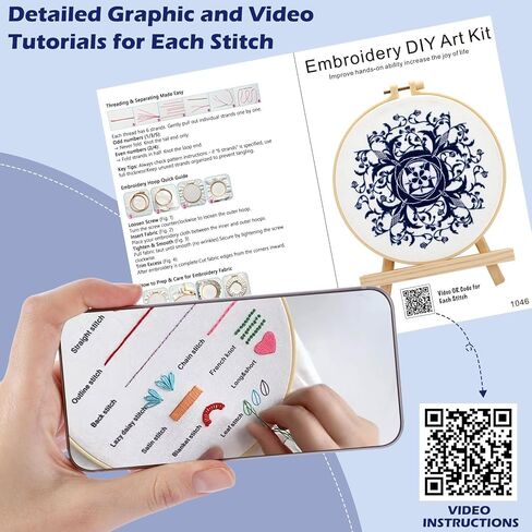 LOADSFUN 5 Pieces Embroidery Kit for Beginners, Cross Stitch Kits with Stamped Patterns,Hoop,Threads,Needle Threader Needlepoint Kits Crafts for Adults Step by Step Instructions Video in Saudi Arabia