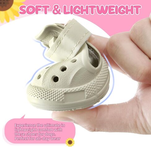 Dog Shoes for Hot Pavement - Breathable Dog Sandals with Non Slip Soles & Reflective Straps, Easy ON & Off, Easy-Clean Summer Outdoor Pet Boots for Small Medium Large Dogs, Beige, 7 in Saudi Arabia