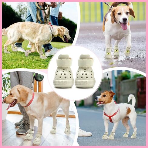 Dog Shoes for Hot Pavement - Breathable Dog Sandals with Non Slip Soles & Reflective Straps, Easy ON & Off, Easy-Clean Summer Outdoor Pet Boots for Small Medium Large Dogs, Beige, 7 in Saudi Arabia